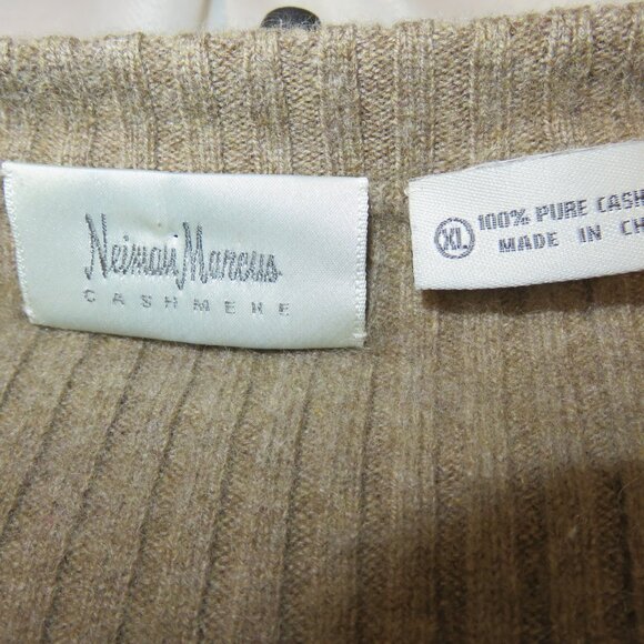 Neiman Marcus Cashmere Knit Lace Up Sweater Pullover Top Brown Womens XL Petite - Picture 5 of 9